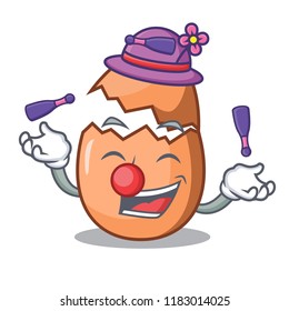 Juggling broken egg isolated on the mascot