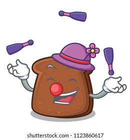 Juggling brown bread mascot cartoon