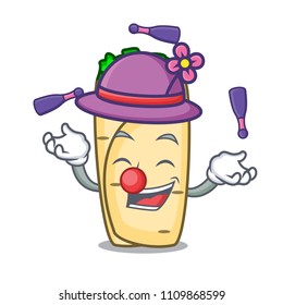 Juggling burrito mascot cartoon style