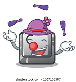 Juggling button C installed on cartoon computer