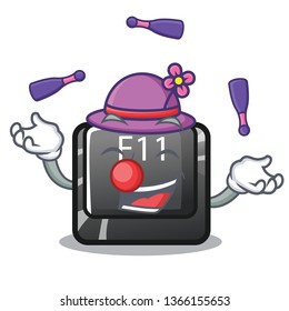 Juggling button f11 on a cartoon computer
