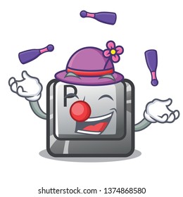 Juggling button P on a game cartoon