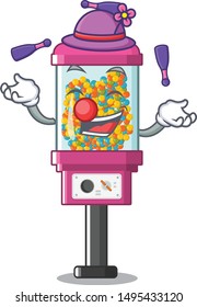 Juggling candy vending machine on the cartoon