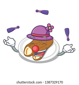 Juggling cannoli in the a cartoon shape