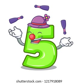 Juggling cartoon number five engraved on stone