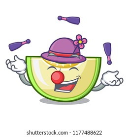 Juggling cartoon sliced fresh melon green sweet