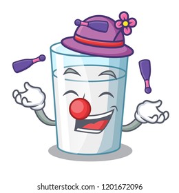 Juggling cartoon sweet milk glass for breakfast