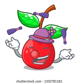Juggling cherries fruit isolated with the cartoon