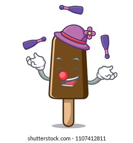 Juggling chocolate ice cream mascot cartoon