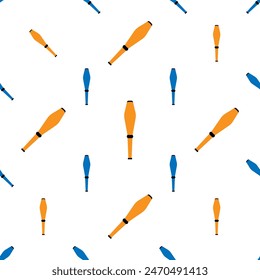 Juggling Club Icon Seamless Pattern, Sport Prop Icon, Cylindrical Object With Slim Handle Vector Art Illustration