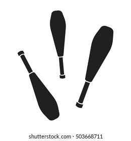 Juggling clubs icon in black style isolated on white background. Circus symbol stock vector illustration.