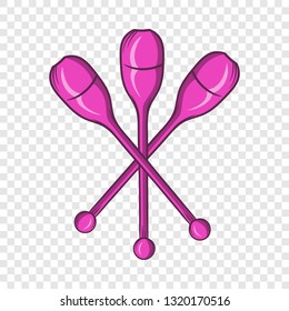 Juggling clubs icon in cartoon style on a background for any web design 