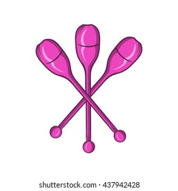 Juggling clubs icon, cartoon style