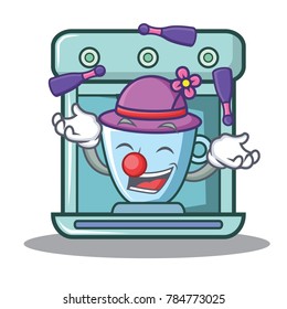 Juggling coffee maker character cartoon