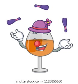 Juggling cognac ballon glass mascot cartoon