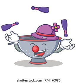 Juggling colander utensil character cartoon