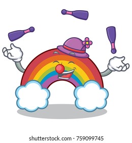 Juggling colorful rainbow character cartoon