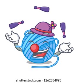 Juggling concept yarn wool sew in cartoon
