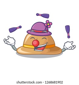 Juggling cork hat in a cartoon style