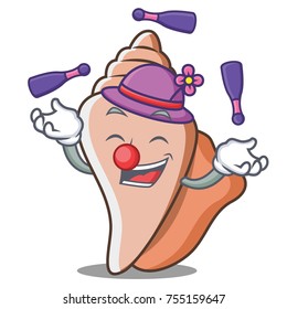 Juggling cute shell character cartoon