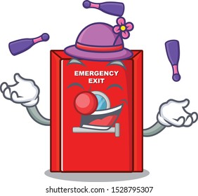 Juggling emergency exit door with cartoon shape