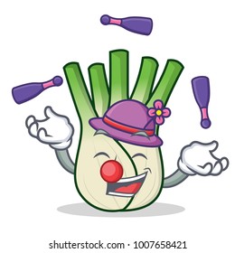 Juggling fennel mascot cartoon style