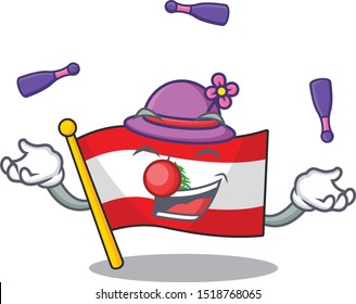 Juggling flag lebanon with the character shape