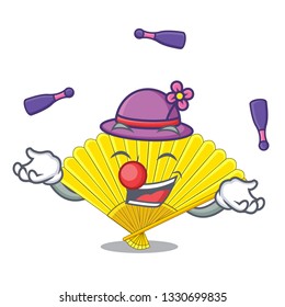 Juggling folding fan isolated with the cartoon