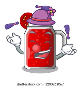 Juggling fresh tomato juice isolated on mascot