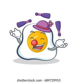 Juggling fried egg character cartoon