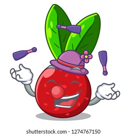 Juggling fruit yangmei isolated on the mascot