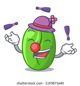 Juggling green coffee beans isolated on mascot
