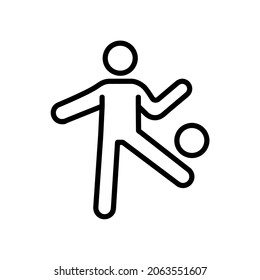 Juggling gymnast icon. Flat soccer player pictogram for web. Line stroke. Simple symbol isolated on white background. Outline icon vector eps10
