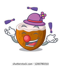 Juggling half coconut isolated on the mascot