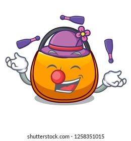 Juggling hobo bag shape on a cartoon