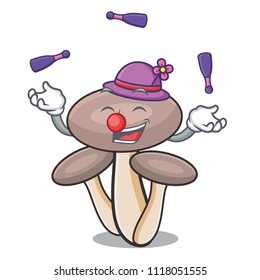 Juggling honey agaric mushroom mascot cartoon