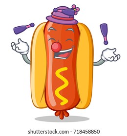 Juggling Hot Dog Cartoon Character