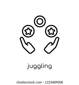 juggling icon. Trendy modern flat linear vector juggling icon on white background from thin line Circus collection, outline vector illustration