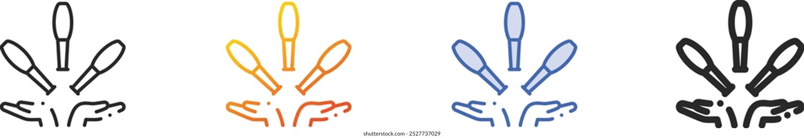 Juggling icon.Thin Linear, Gradient, Blue Stroke and bold Style Design Isolated On White Background