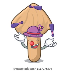 Juggling inocybe mushroom mascot cartoon