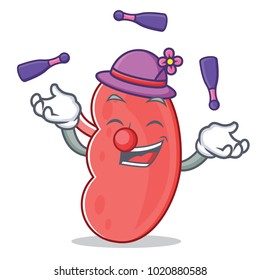 Juggling kidney mascot cartoon style
