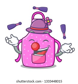 Juggling kitchen apron placed above cartoon table
