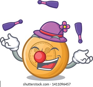 Juggling lacrosse ball above wooden cartoon table