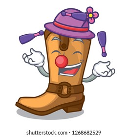 Juggling leather cowboy boots shape cartoon funny