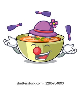Juggling lentil soup on a cartoon plate