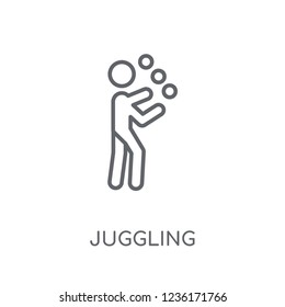 Juggling linear icon. Modern outline Juggling logo concept on white background from Circus collection. Suitable for use on web apps, mobile apps and print media.