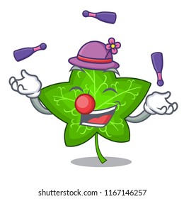 Juggling mascot cartoon beautiful ivy leaf plant