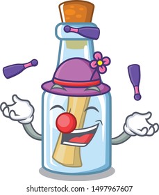 Juggling message in bottle with shape mascot