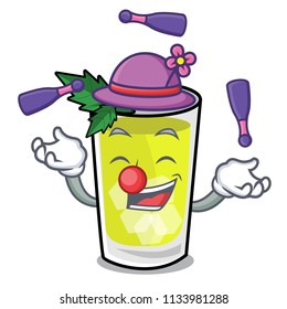 Juggling mint julep mascot cartoon