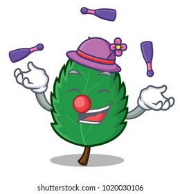 Juggling mint leaves mascot cartoon